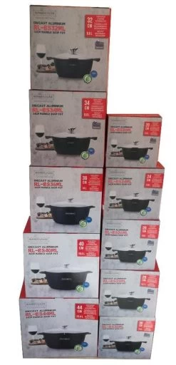 Royalty Line - Marble Soep/braadpan - Met Glazen Deksel Zwart - 24 CM. RL-BS24ML -Keukengerei Winkel 579x1200