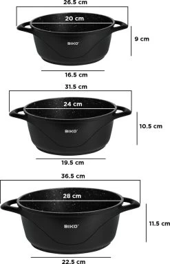 BIKO - Smile Pannen 8 Delige Pannenset - Braadpan - Zwart -Keukengerei Winkel 774x1200